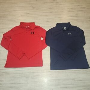 Under Armour Heat Gear Long Sleeve Polos 2 Pack Boys Navy/Red Size Small B3